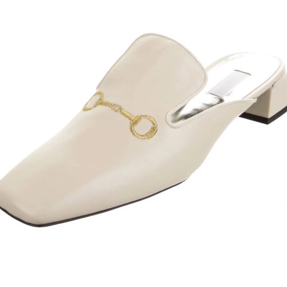 Suzanne Rae Chic Cream Mules with Gold Detail - Picture 1 of 7